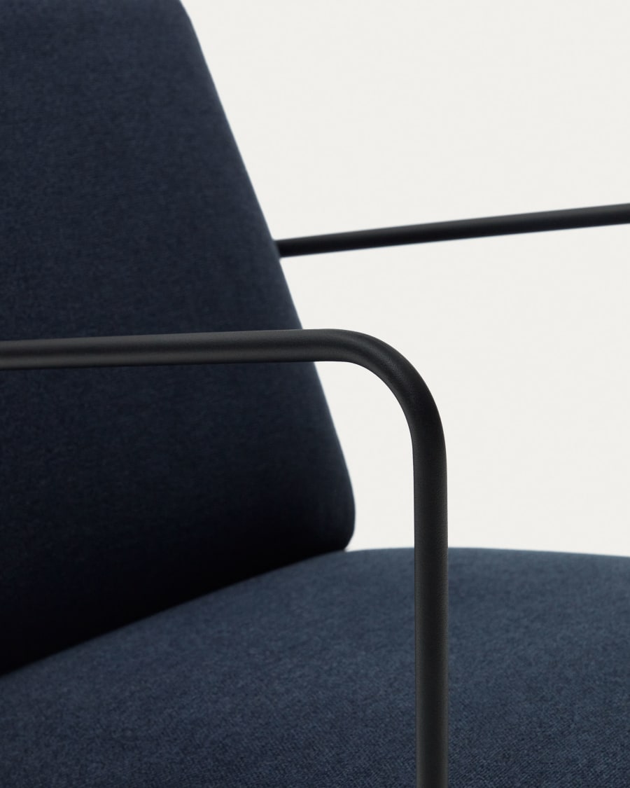 Gamer armchair in blue and metal with black finish