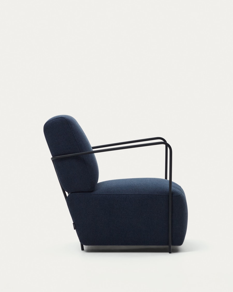 Gamer armchair in blue and metal with black finish