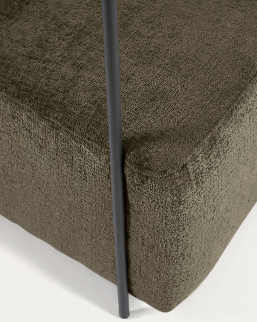 Gamer armchair in green chenille and metal with black finish
