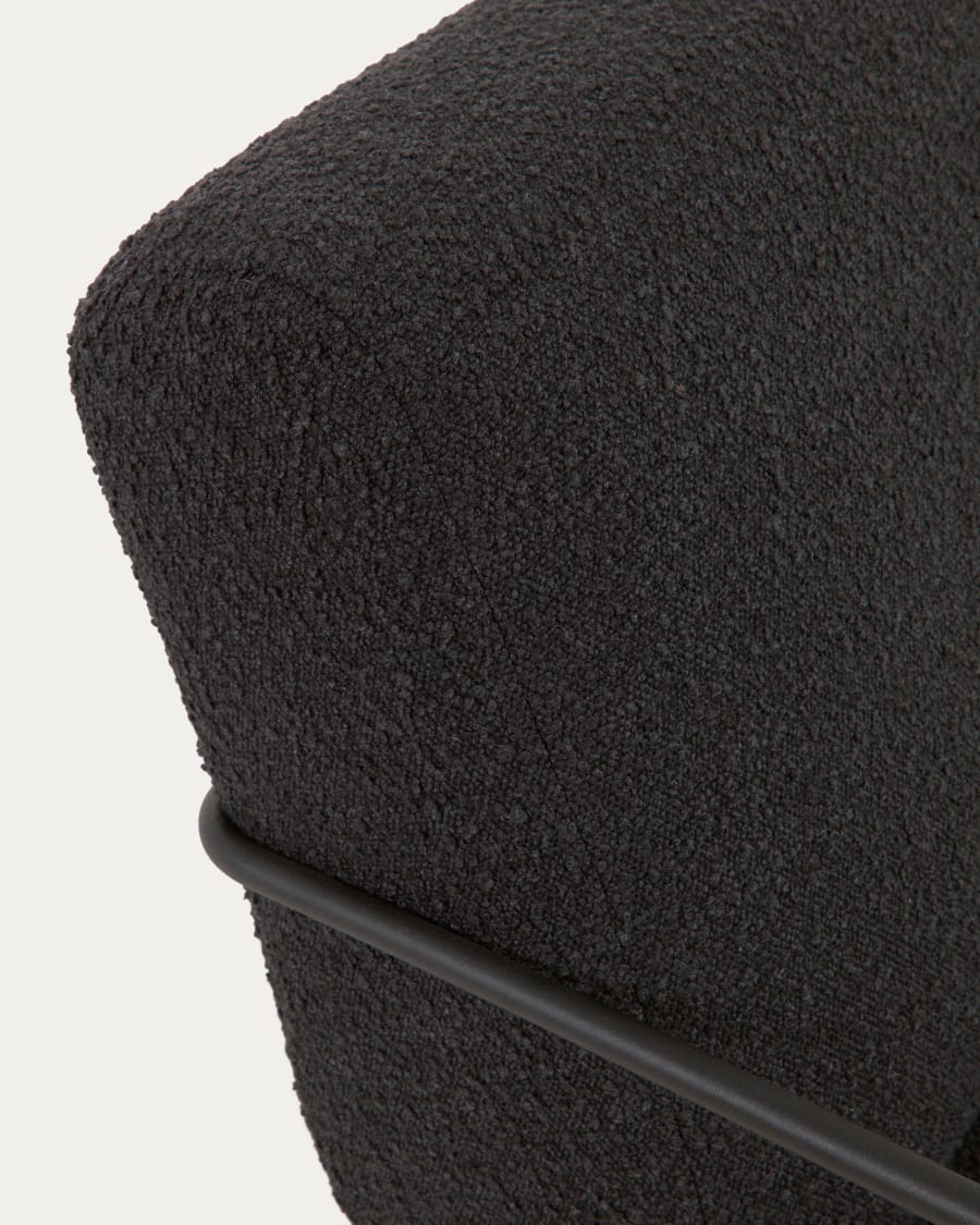 Gamer armchair in black bouclé and metal with black finish