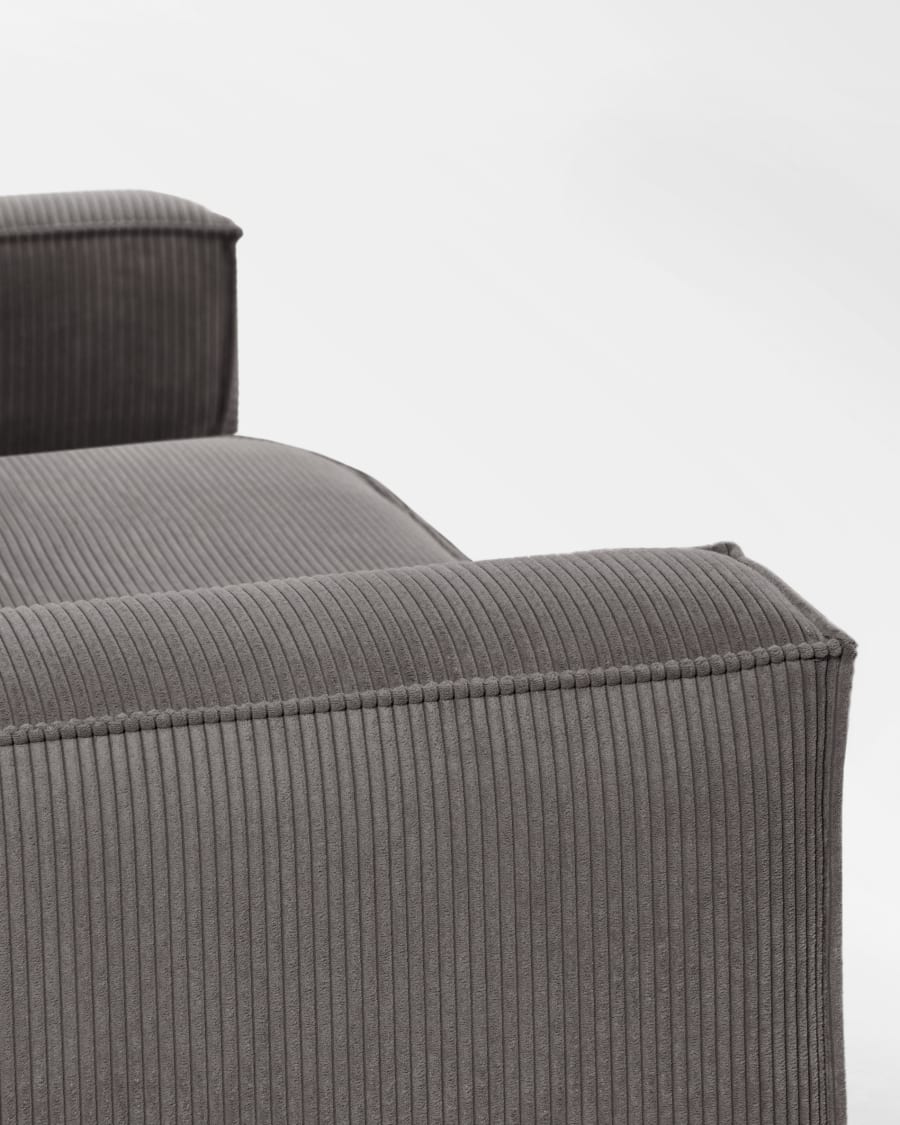 Blok 3 seater sofa in grey wide seam corduroy, 240 cm