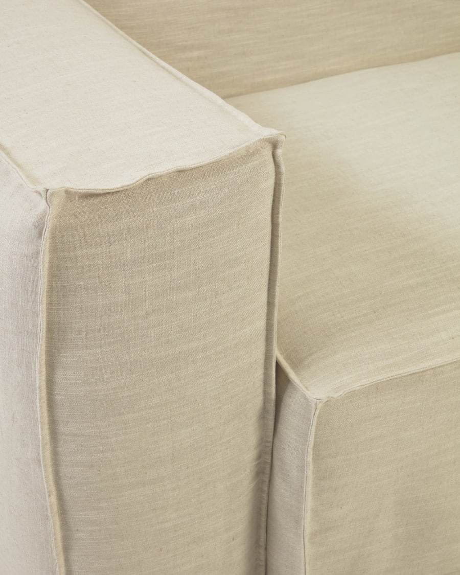 Blok 3 seater sofa with removable covers in white linen, 240 cm