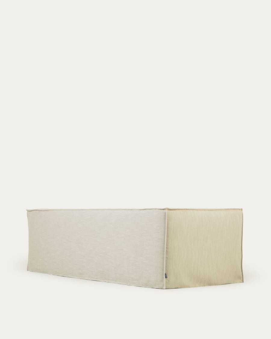 Blok 3 seater sofa with removable covers in white linen, 240 cm