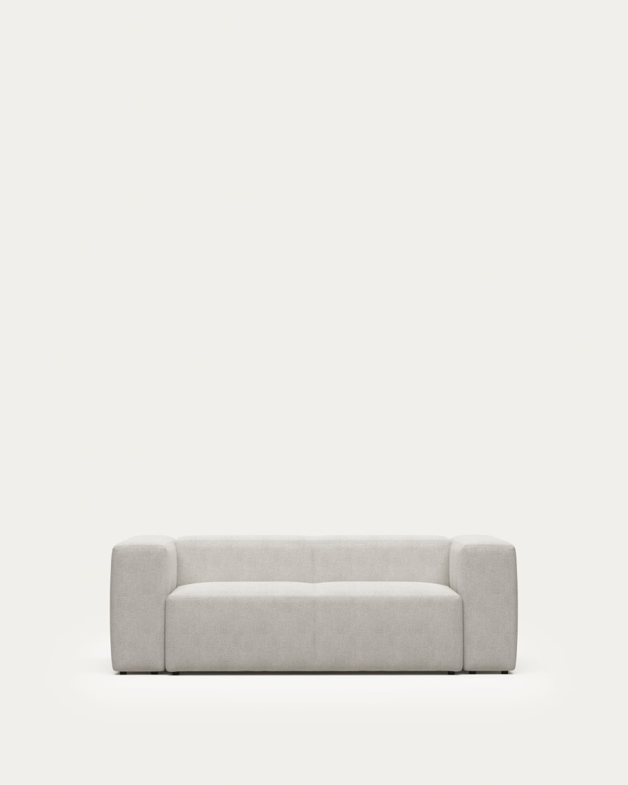 Blok 2 seater sofa in white fleece, 210 cm FSC Mix Credit FR