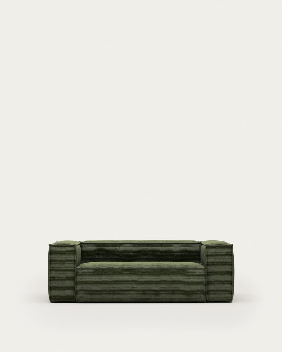 Blok 2 seater sofa in green wide seam corduroy, 210 cm FSC Mix Credit