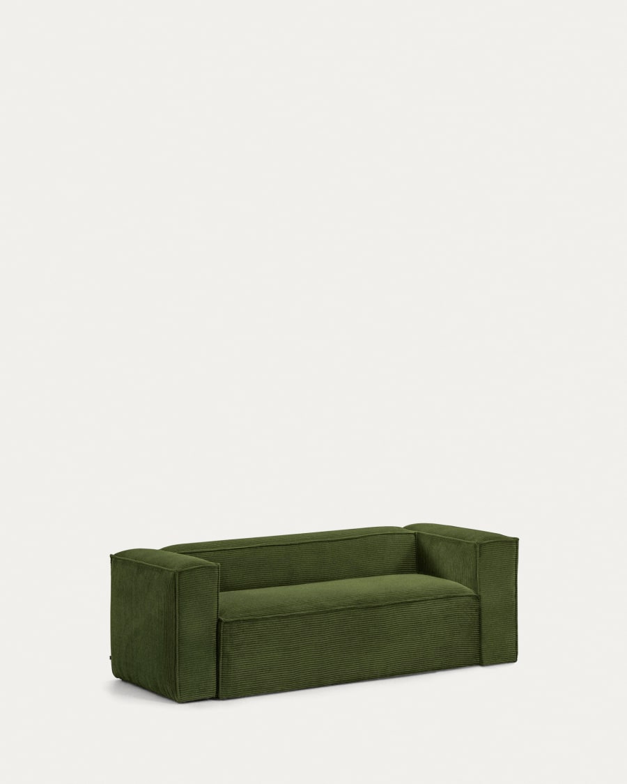 Blok 2 seater sofa in green wide seam corduroy, 210 cm FSC Mix Credit
