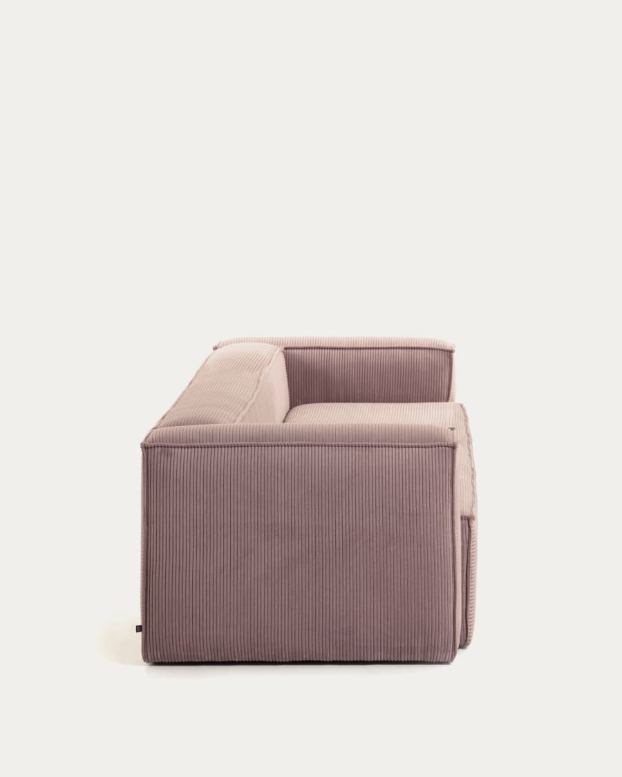 Blok 2 seater sofa in pink wide seam corduroy, 210 cm