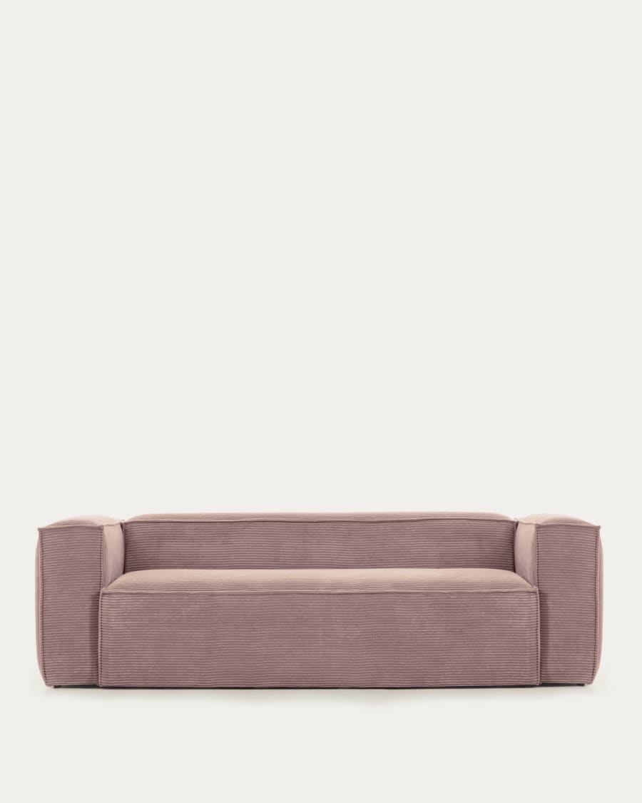Blok 2 seater sofa in pink wide seam corduroy, 210 cm