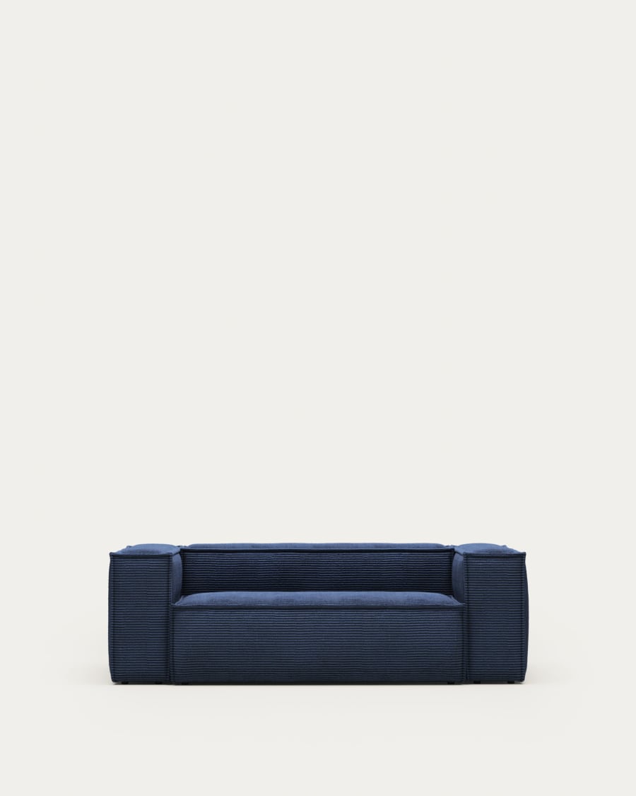 Blok 2 seater sofa in blue corduroy, 210 cm FSC Mix Credit FR