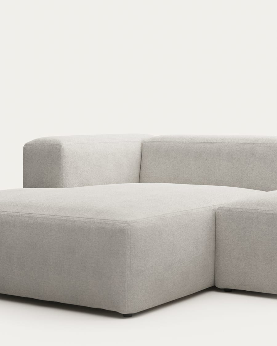 Blok 4 seater sofa with left side chaise longue in white fleece, 330 cm FR