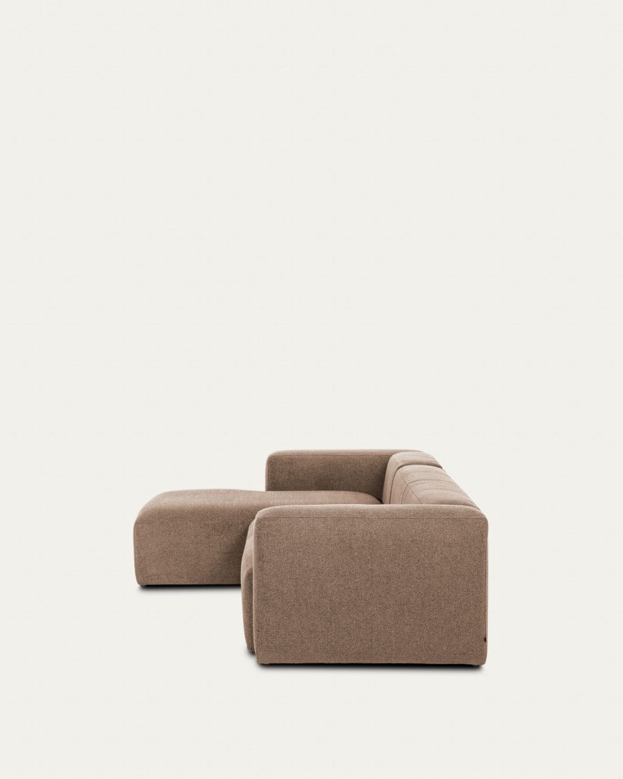 4-Sitzer-Sofa Blok mit rosa Chenille und Chaiselongue links 330 cm FSC Mix Credit