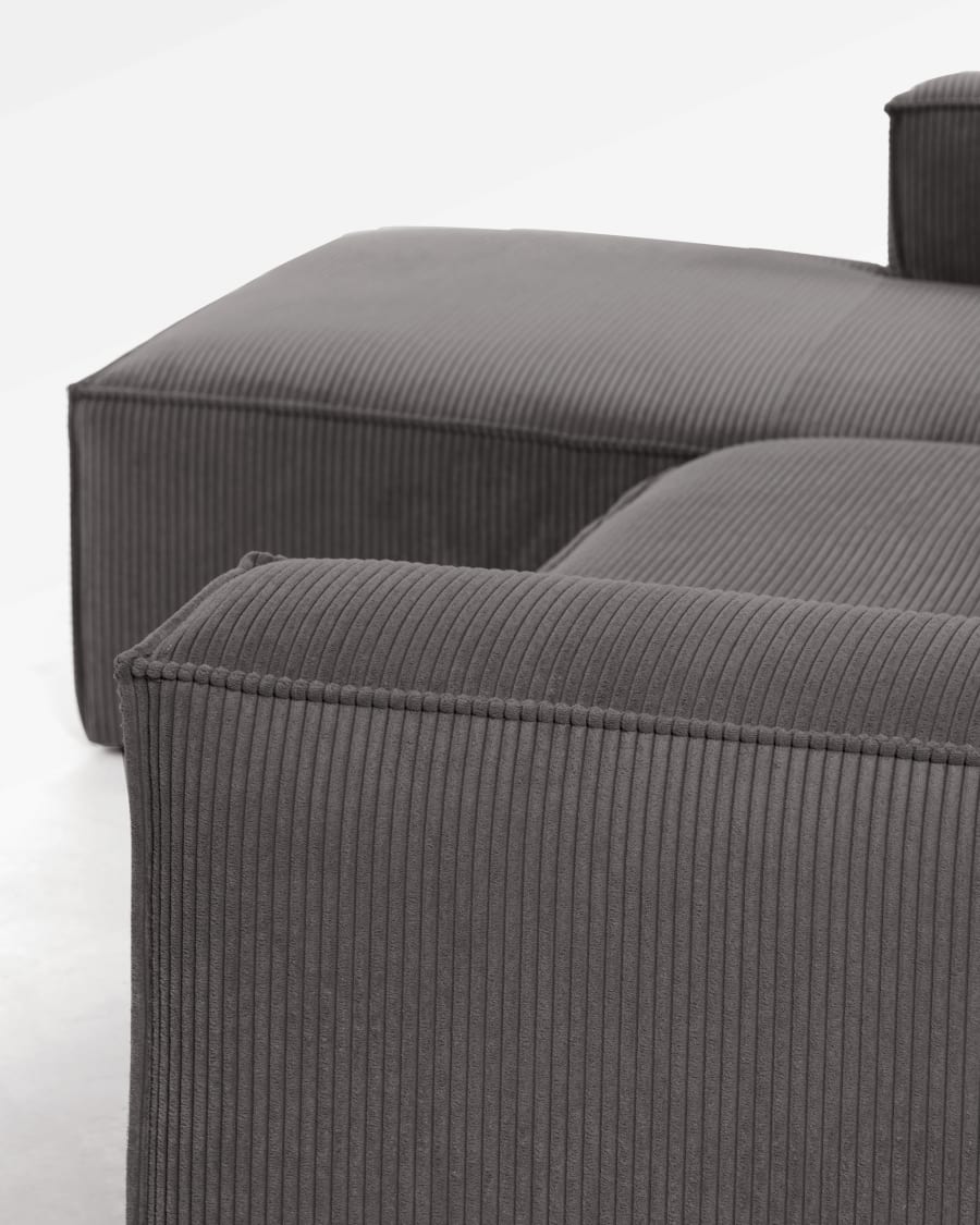 Blok 4 seater sofa with left side chaise longue in grey wide seam corduroy, 330 cm