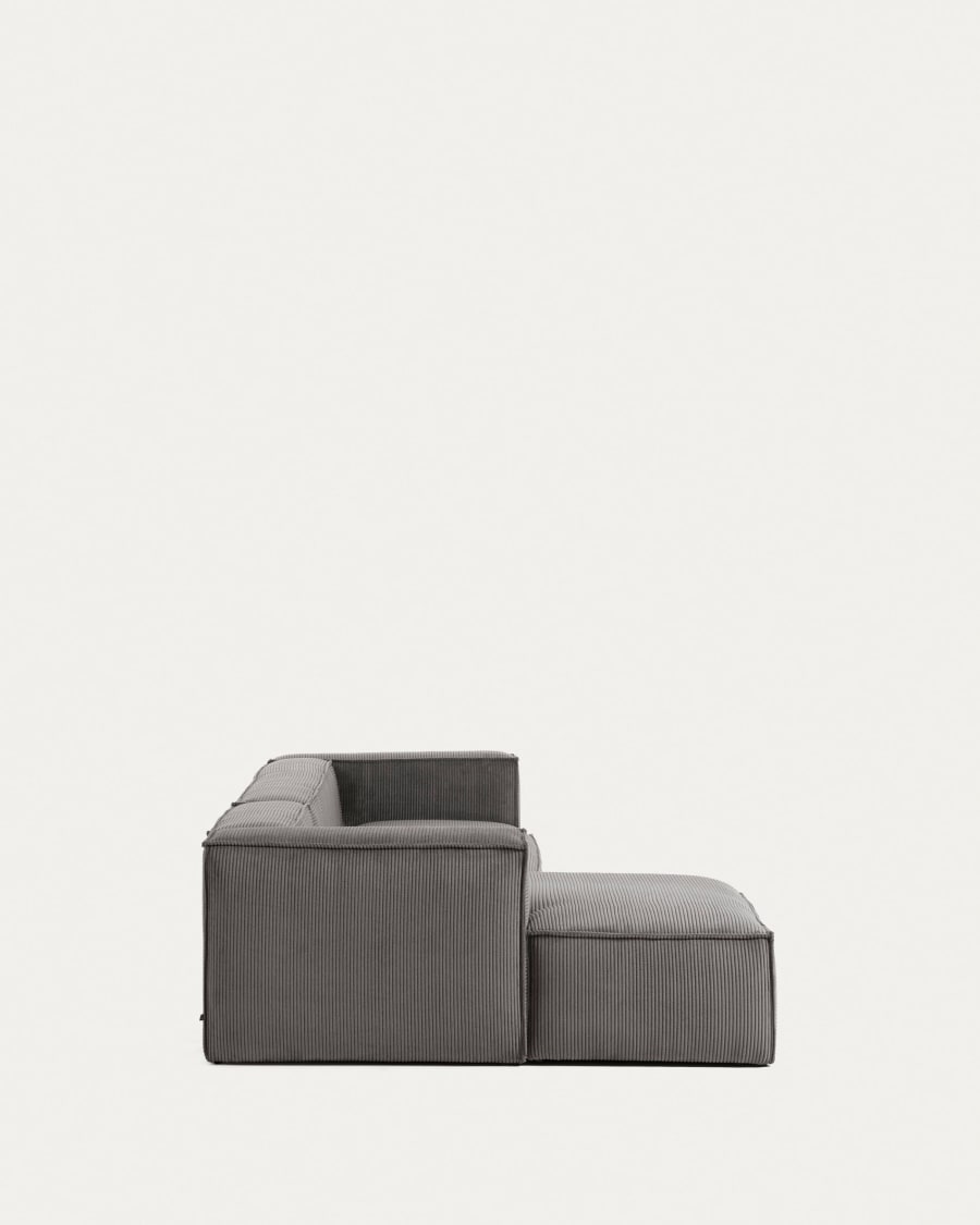 Blok 4 seater sofa with left side chaise longue in grey wide seam corduroy, 330 cm
