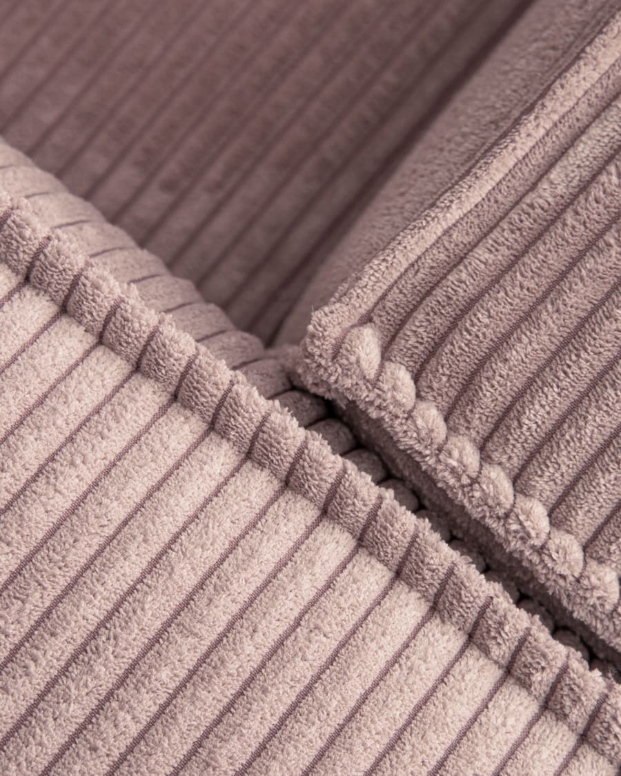 Blok 4 seater sofa with right side chaise longue in pink wide seam corduroy, 330 cm