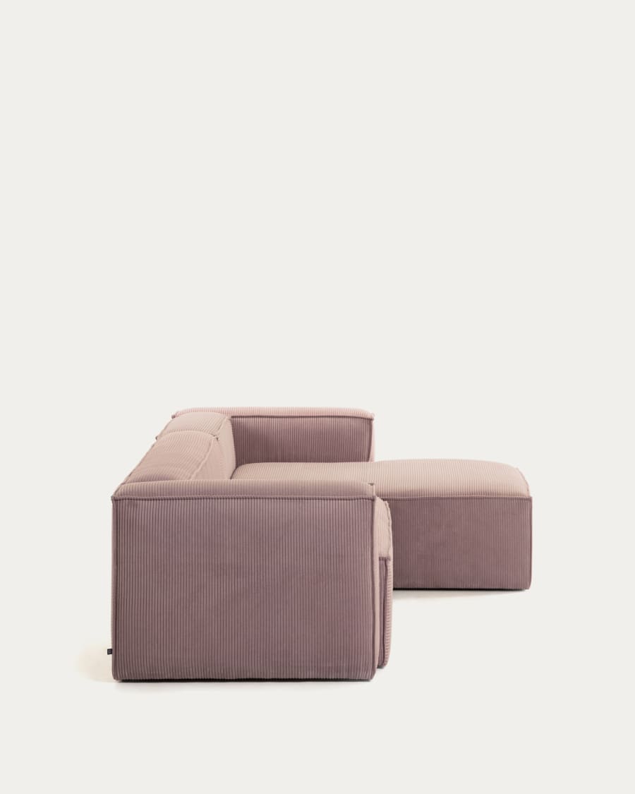 Blok 4 seater sofa with right side chaise longue in pink wide seam corduroy, 330 cm