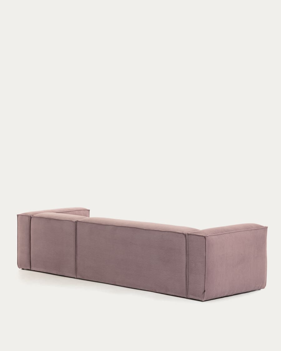 Blok 4 seater sofa with right side chaise longue in pink wide seam corduroy, 330 cm