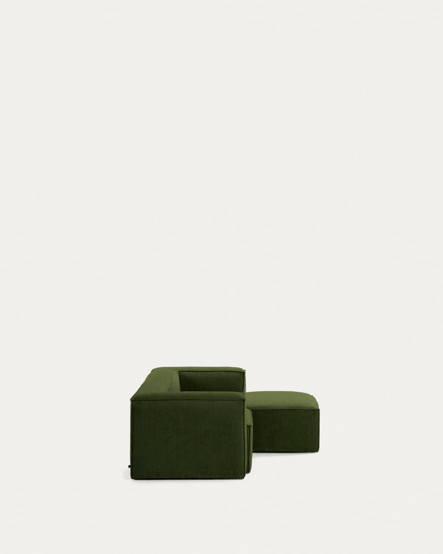 Blok 2 seater sofa with right side chaise longue in green wide seam corduroy, 240 cm FSC Mix Credit