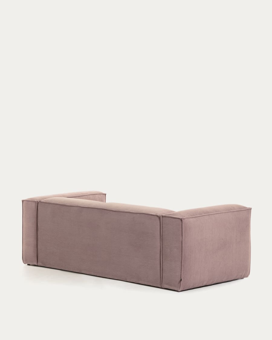 Blok 2 seater sofa with right side chaise longue in pink wide seam corduroy, 240 cm