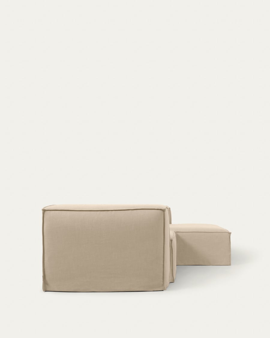 Blok 2 seater sofa with right-hand chaise longue & removable covers in beige linen, 240 cm