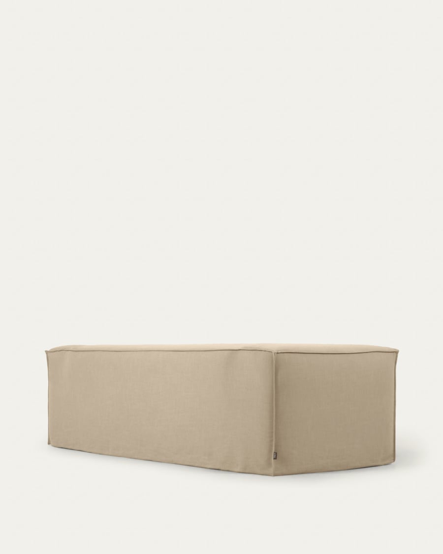 Blok 2 seater sofa with right-hand chaise longue & removable covers in beige linen, 240 cm