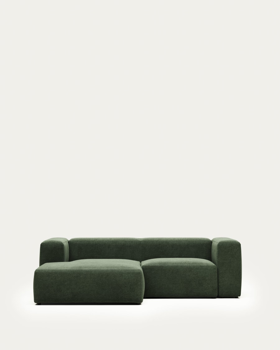 Blok 2 seater sofa with left hand chaise longue in green 240 cm FR Kave Home International