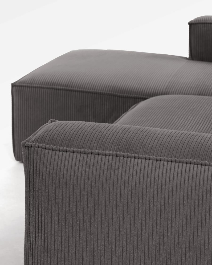 Blok 2 seater sofa with left side chaise longue in grey wide seam corduroy, 240 cm FSC Mix Credit