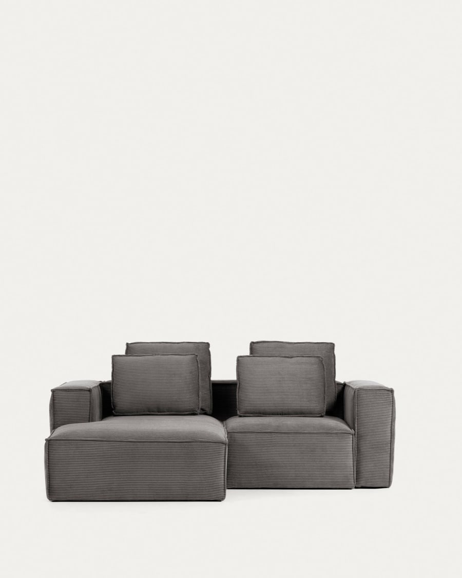 Blok 2 seater sofa with left side chaise longue in grey wide seam corduroy, 240 cm FSC Mix Credit