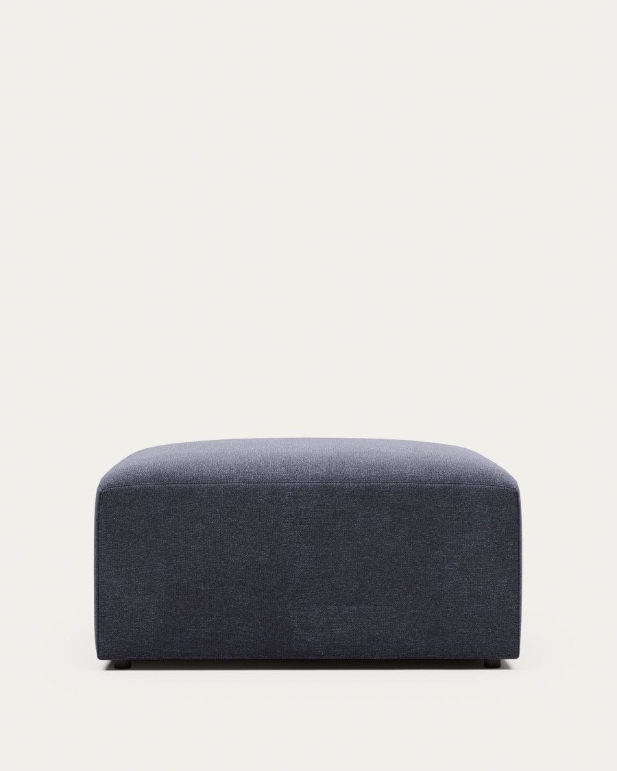 Blok fire-retardant footrest in blue chenille 90 x 70cm