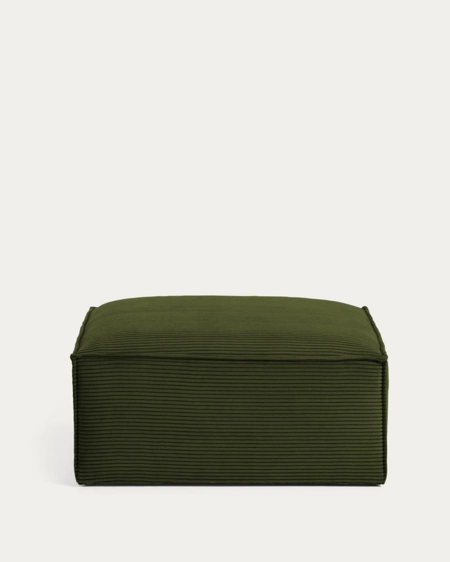 Blok footrest in green wide seam corduroy, 90 x 74 cm FSC Mix Credit