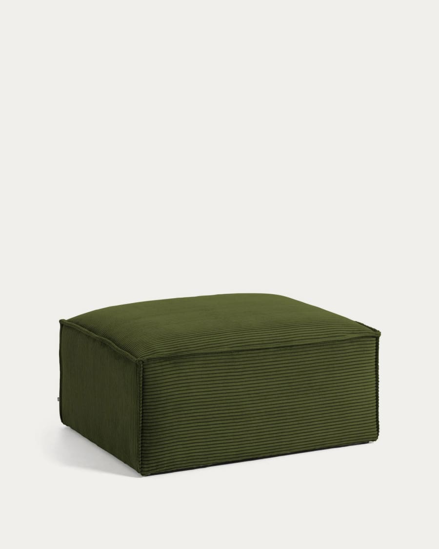 Blok footrest in green wide seam corduroy, 90 x 74 cm FSC Mix Credit