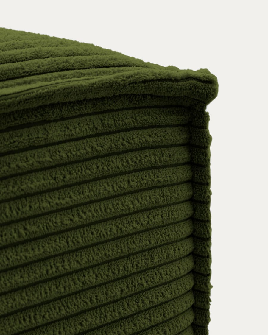Blok footrest in green wide seam corduroy, 90 x 74 cm FSC Mix Credit