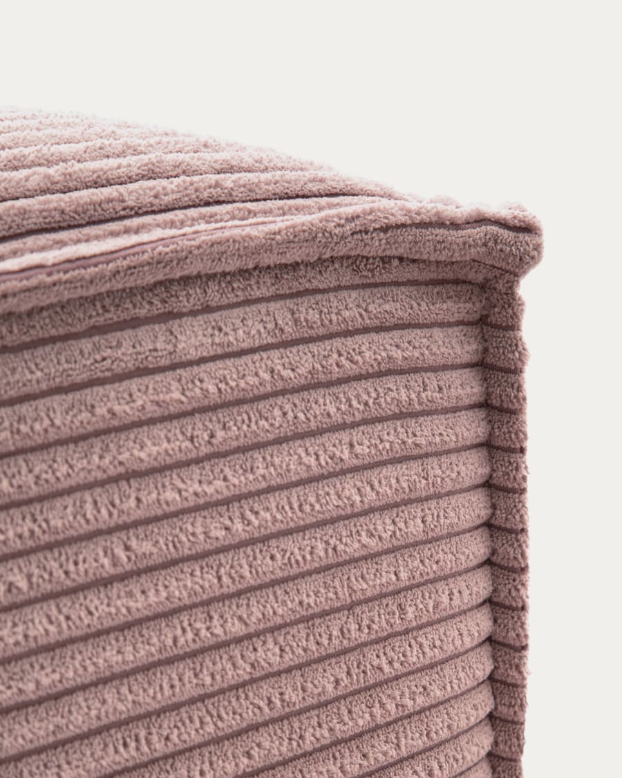Blok footrest in pink wide seam corduroy, 90 x 74 cm