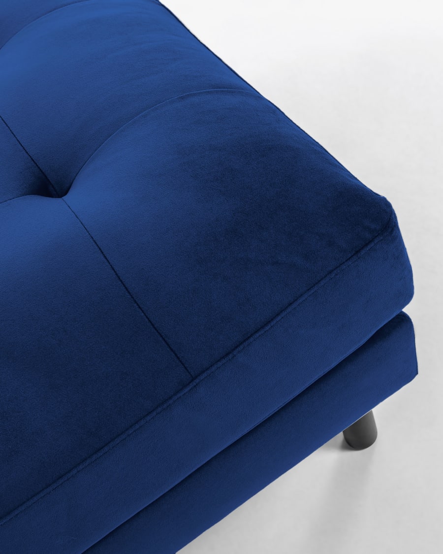 Blue velvet Debra footstool 80 x 80 cm