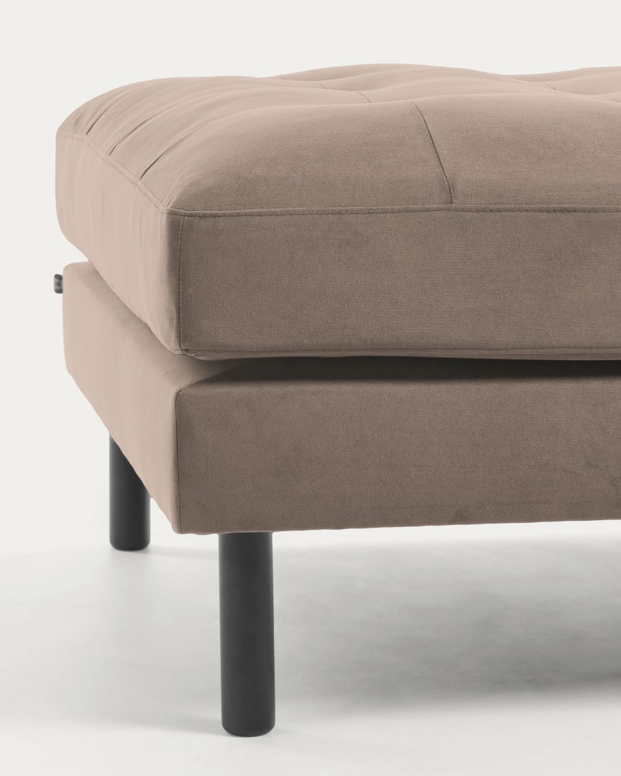 Debra footrest in taupe velvet, 80 x 80 cm