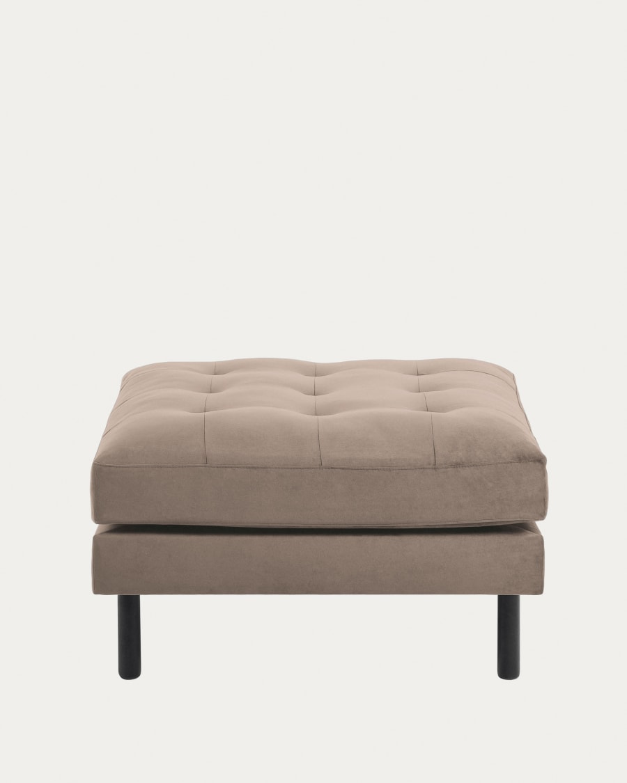 Debra footrest in taupe velvet, 80 x 80 cm