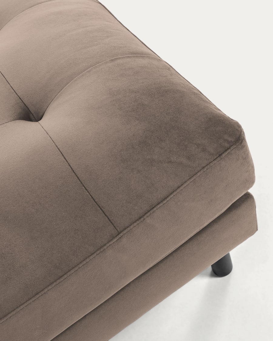 Debra footrest in taupe velvet, 80 x 80 cm