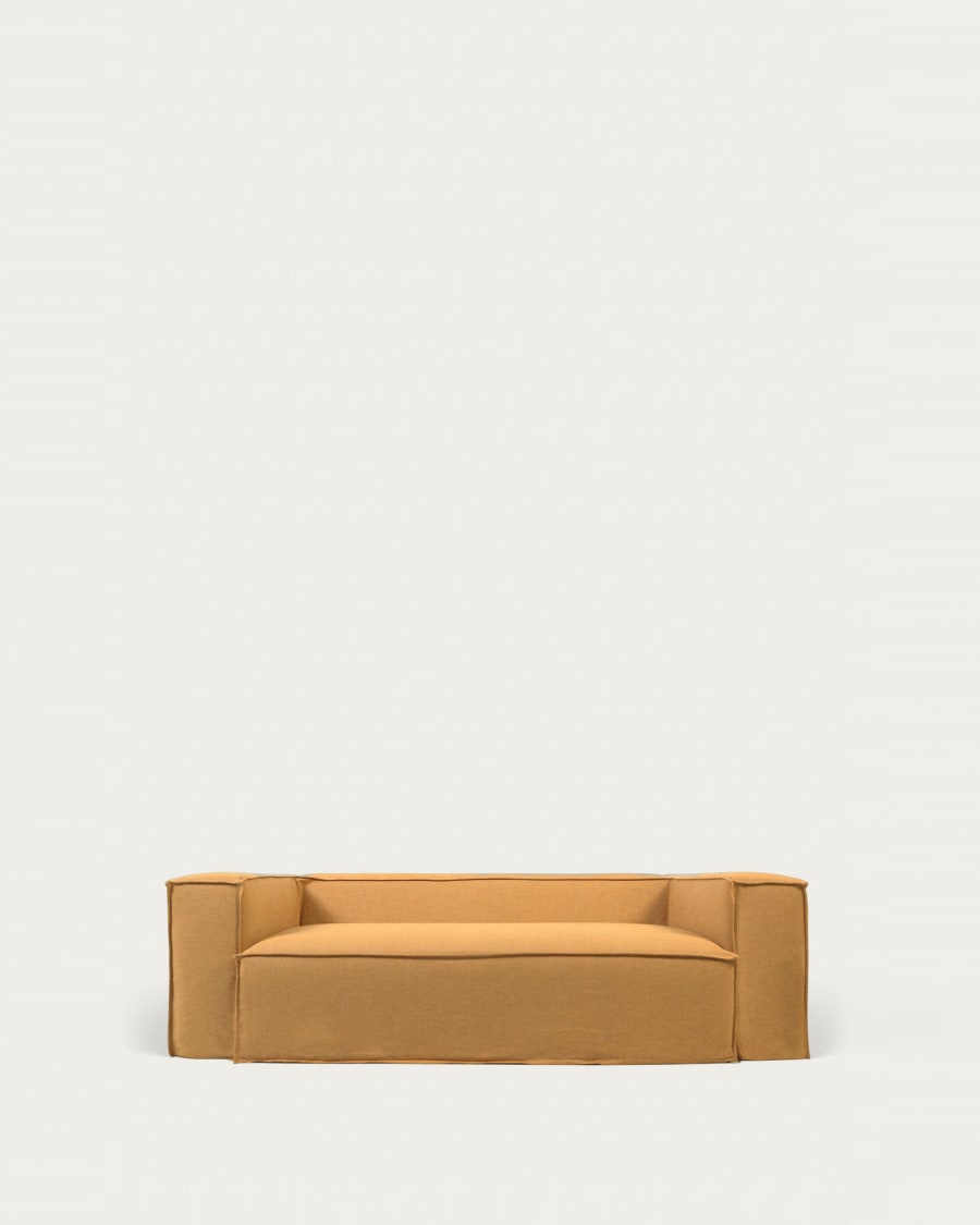 Blok 2 seater sofa cover in mustard linen