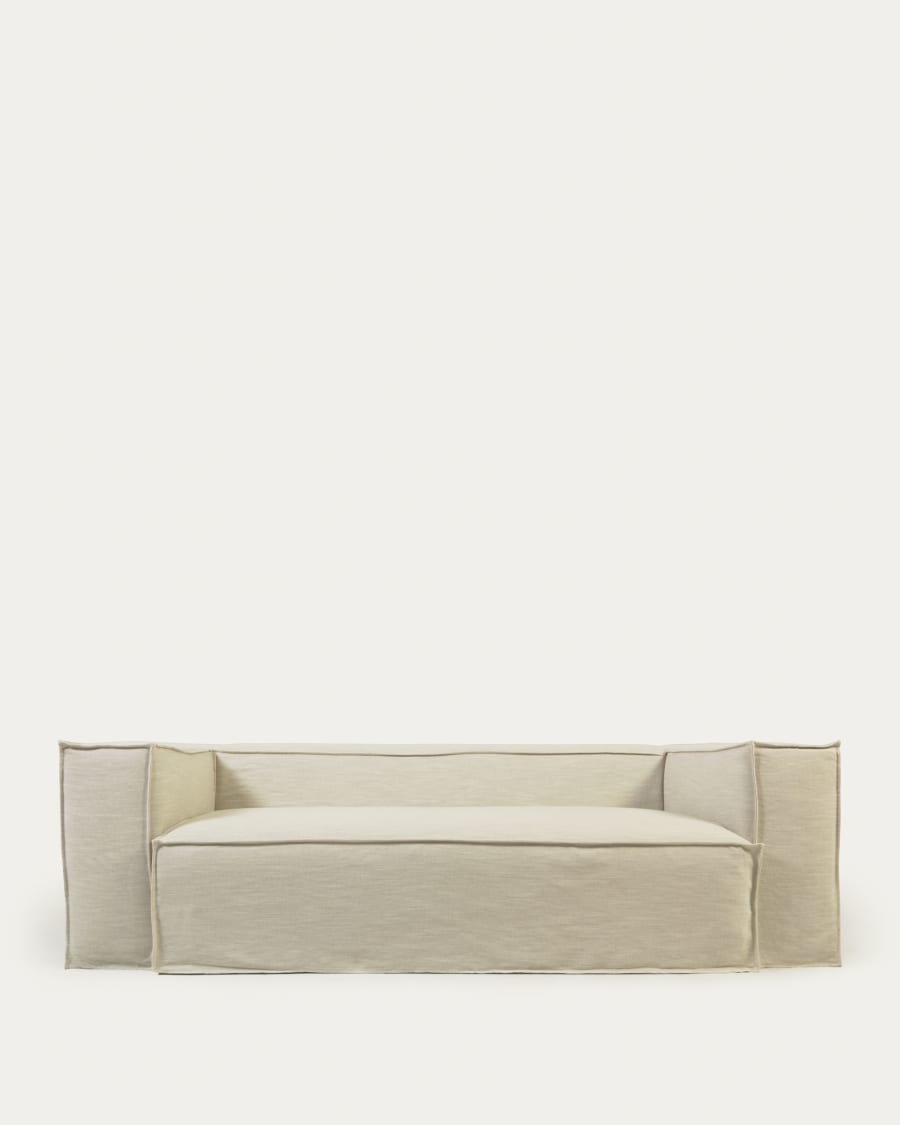 Blok 3 seater sofa cover in white linen