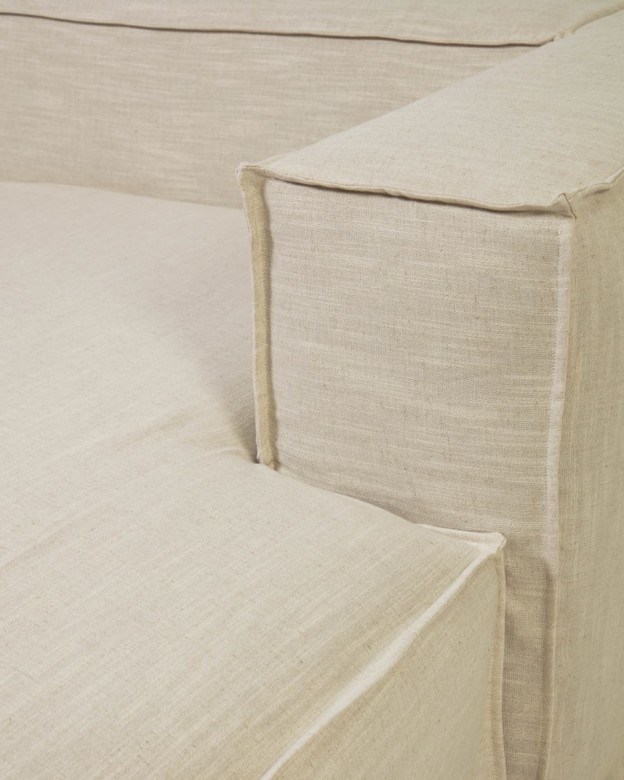 Blok 2 seater sofa with right-hand chaise longue cover in white linen