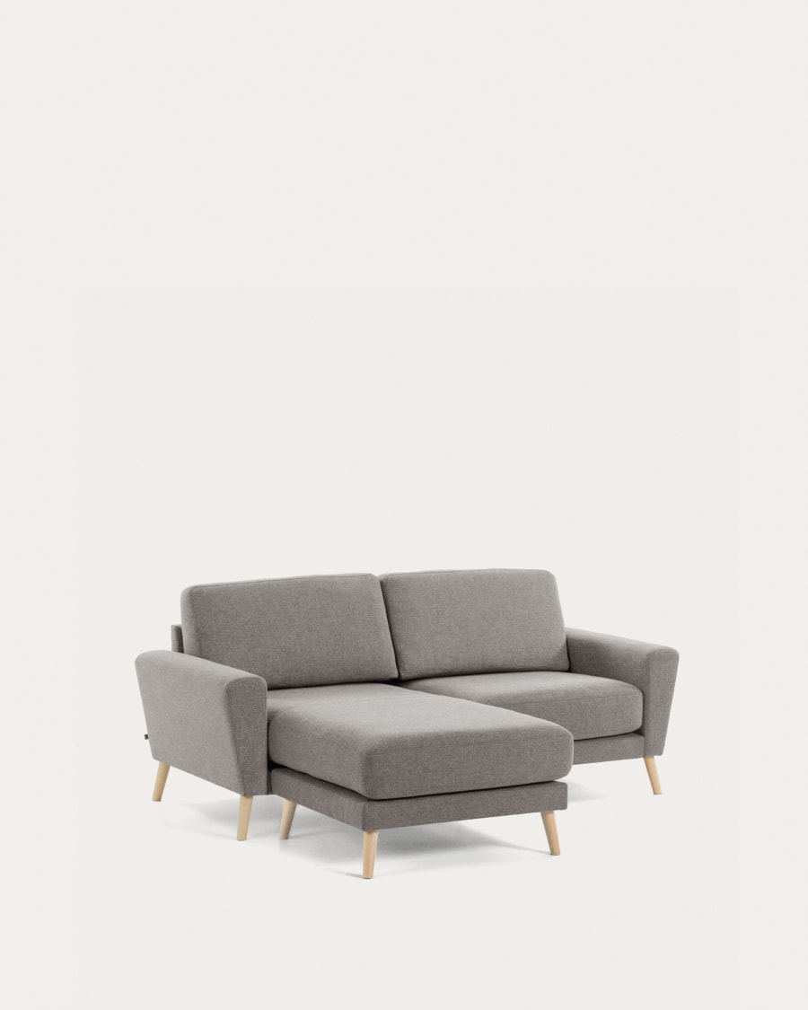 Narnia 3 seater sofa with chaise longue in light grey, 192 cm