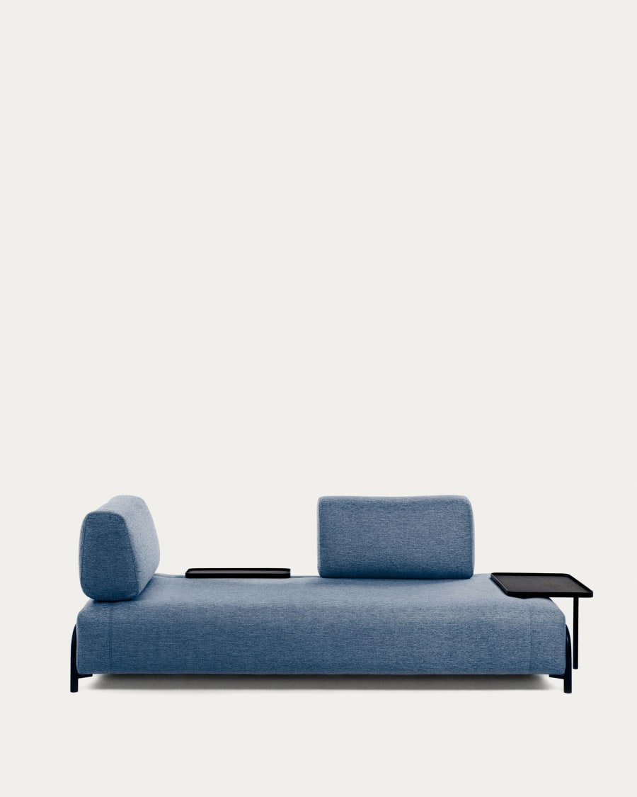 Compo 3 seater sofa with large tray in blue, 252 cm