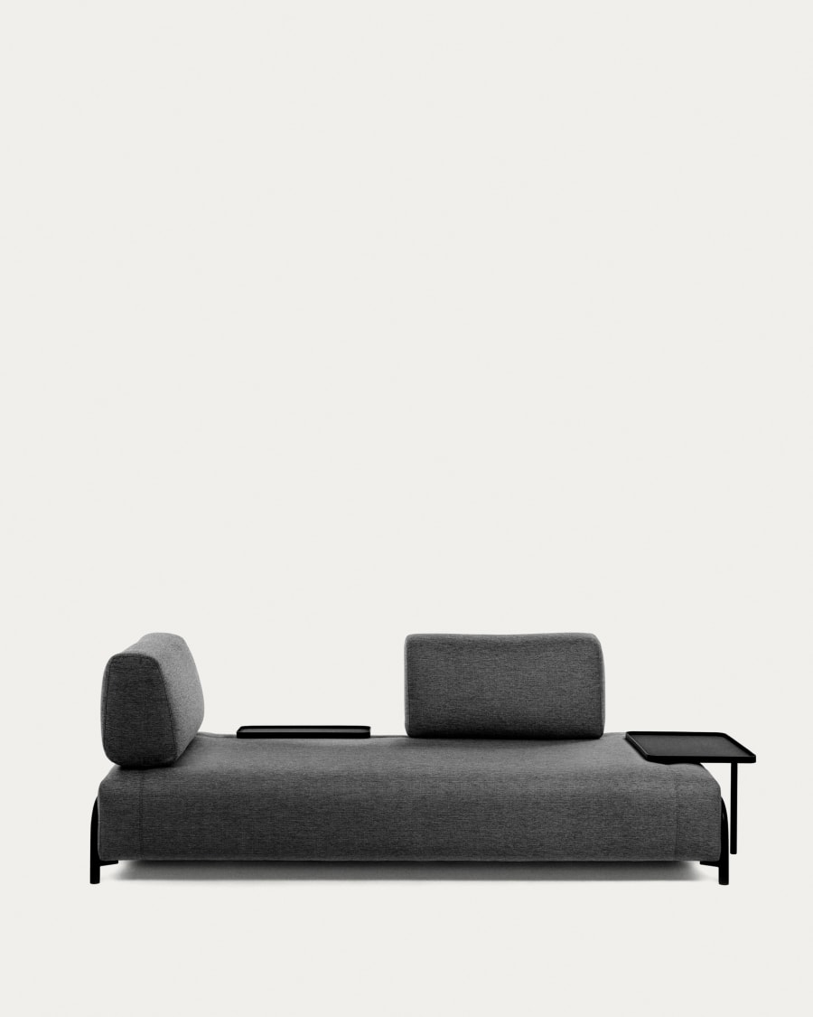 Compo 3 seater sofa with small tray in dark grey, 232 cm