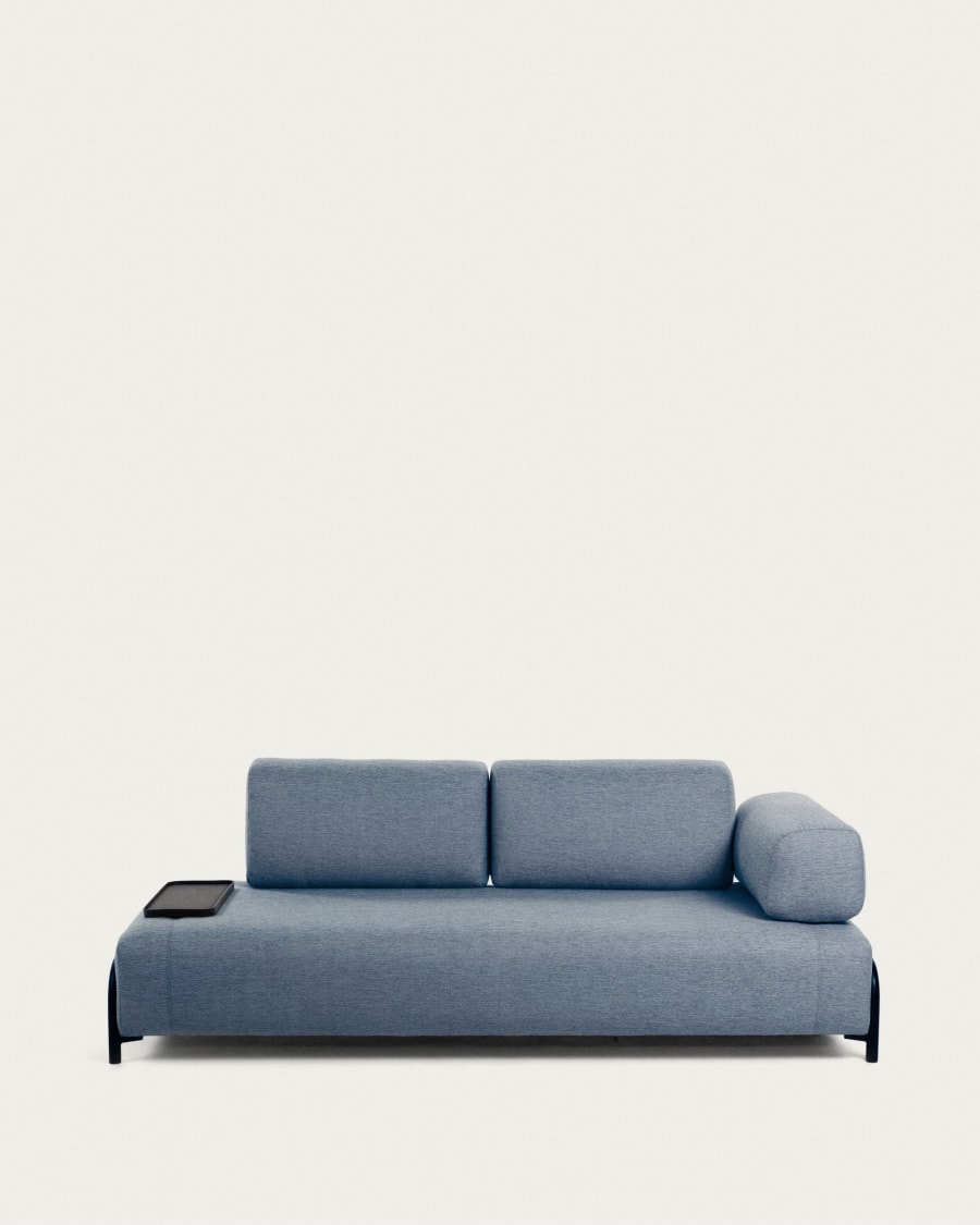 Compo 3-seater sofa in blue with small tray 232 cm