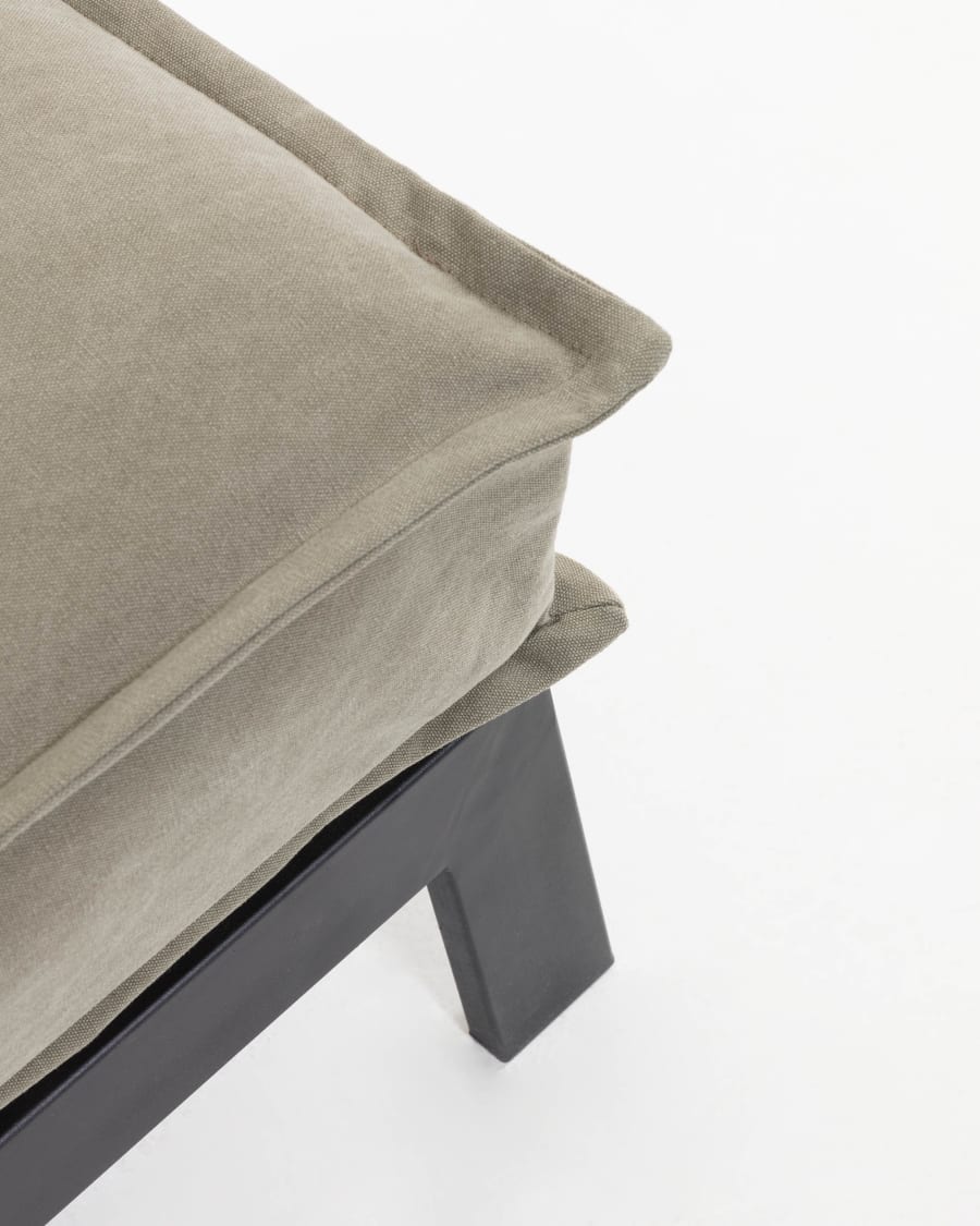 Eveline three-seater sofa bed in beige, metal frame, 195 cm