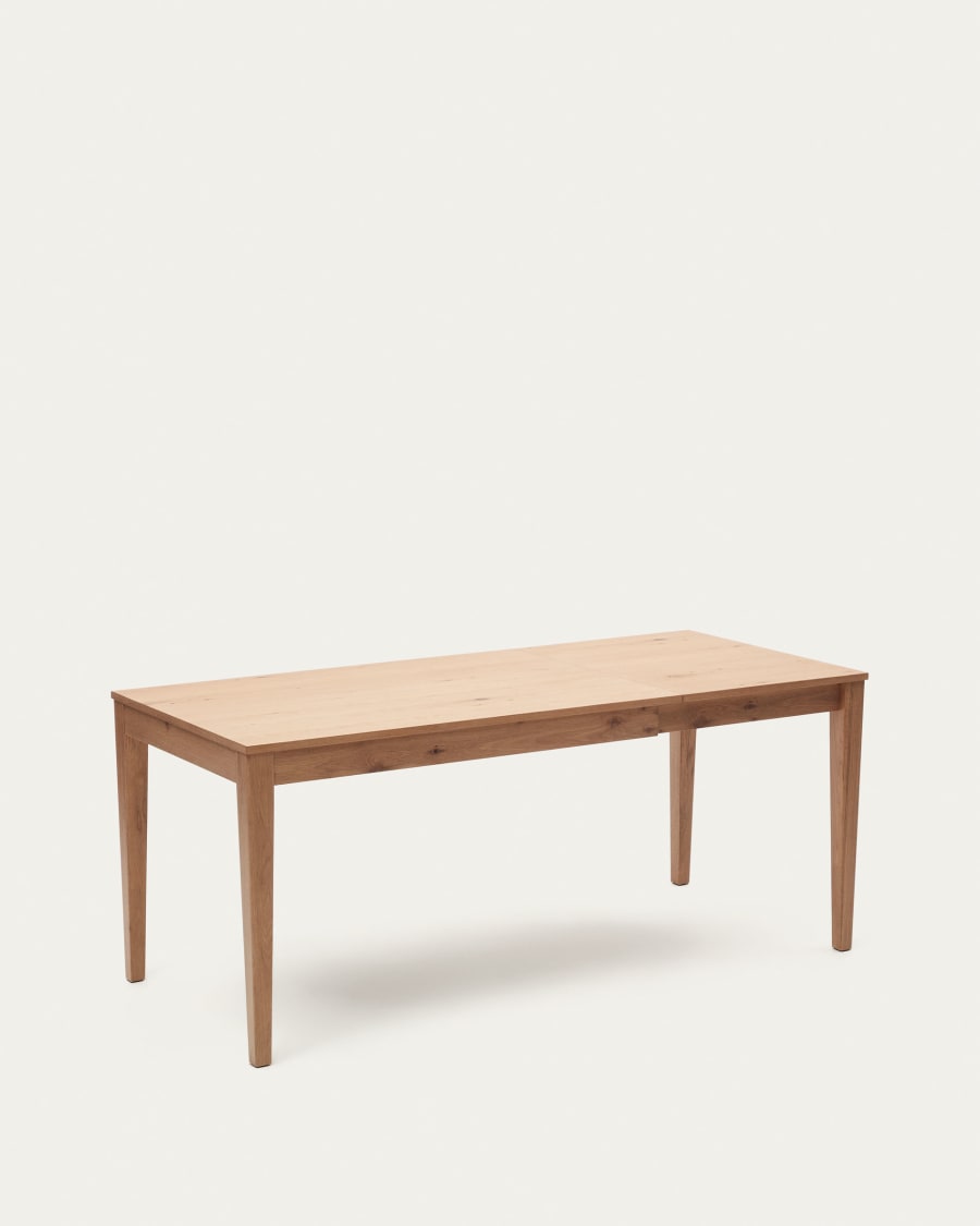 Yain extendable table with oak veneer and solid oak, 120 (180) x 80 cm