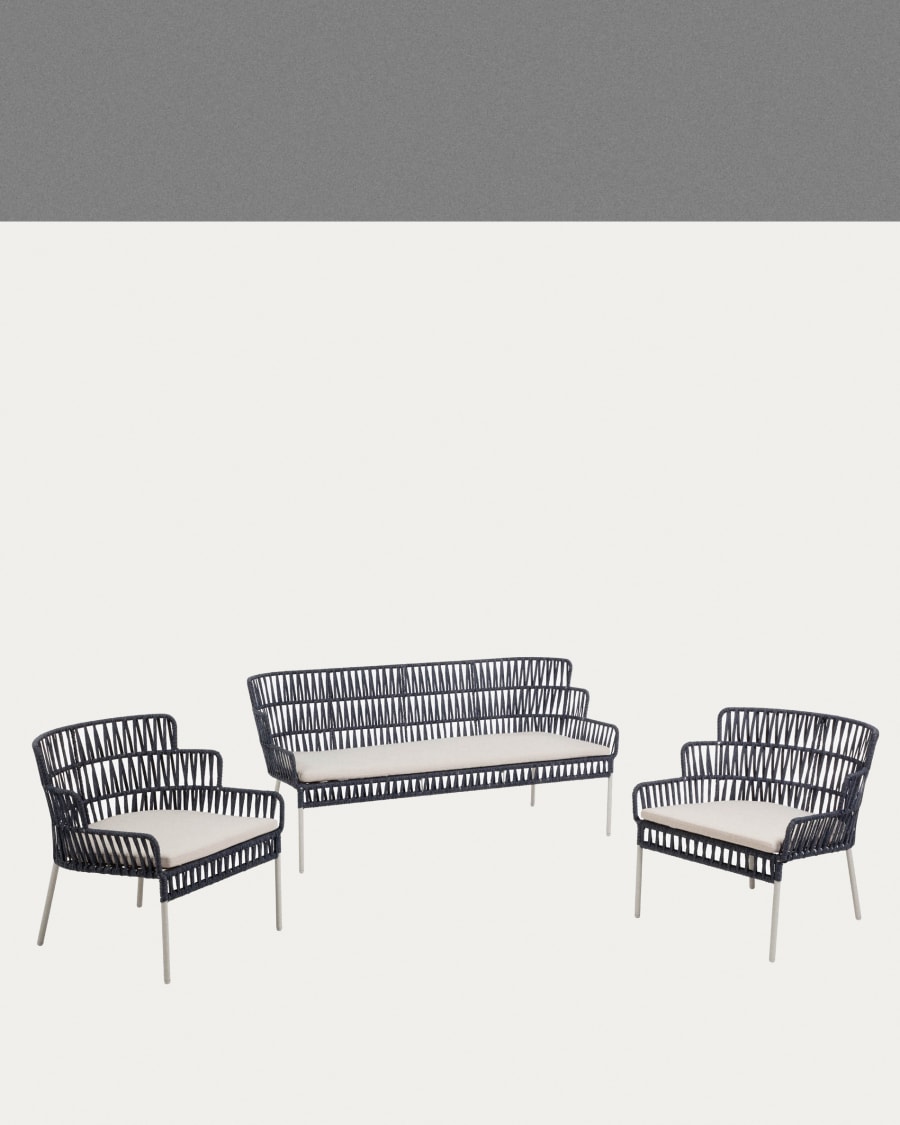 Robyn set of 2 blue armchairs and sofa