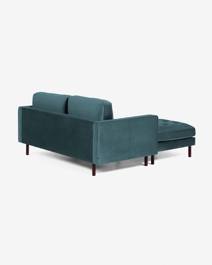 Debra 2 seater sofa with footrest in turquoise velvet, 182 cm