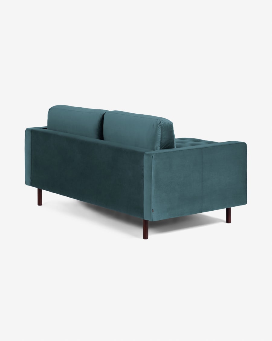 Debra 2 seater sofa with footrest in turquoise velvet, 182 cm