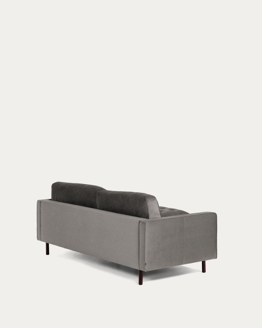 Debra 3 seater sofa with footrest in grey velvet, 222 cm