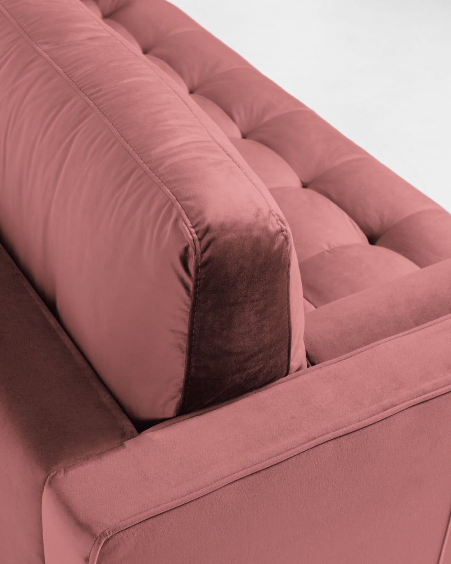 3θ καναπές με σκαμπό Debra 222 εκ, ροζ βελούδο